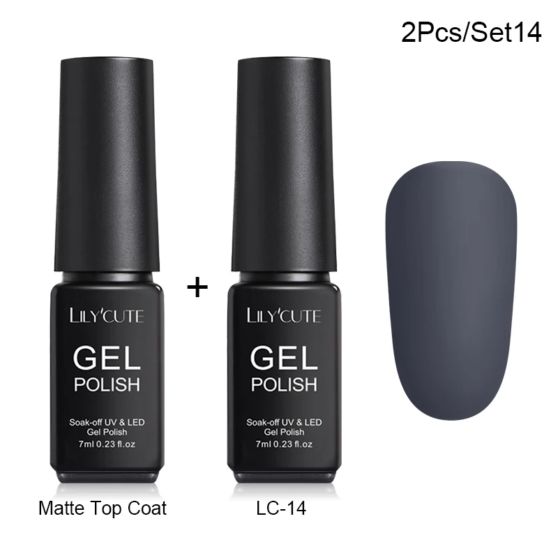 2 Pcs 14 LILYCUTE Матовый УФ-гель для ногтей матовый верхний слой цвет УФ гель для ногтей лак Гибридный впитывающий гель лак маникюрный гель лак - Цвет: 2 Pcs 14