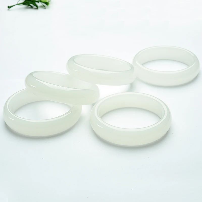 Натуральный белый нефритовый браслет Овечья толстая белая Нефритовая текстура