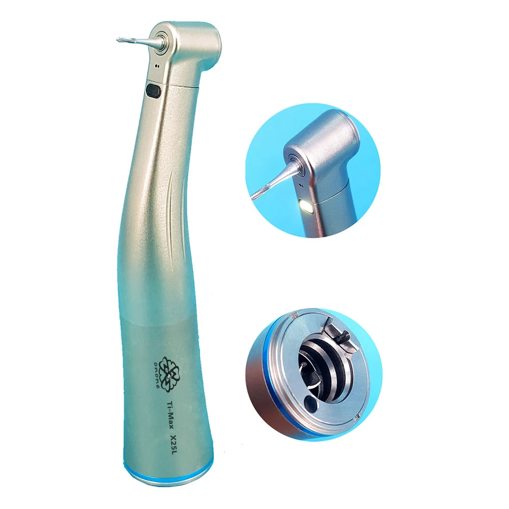 

Compatible Nsk Ti Max X25L Dental Low Speed Handpiece LED Fiber Optic Push Button1:1 Blue Ring Contra Angle Handpiece