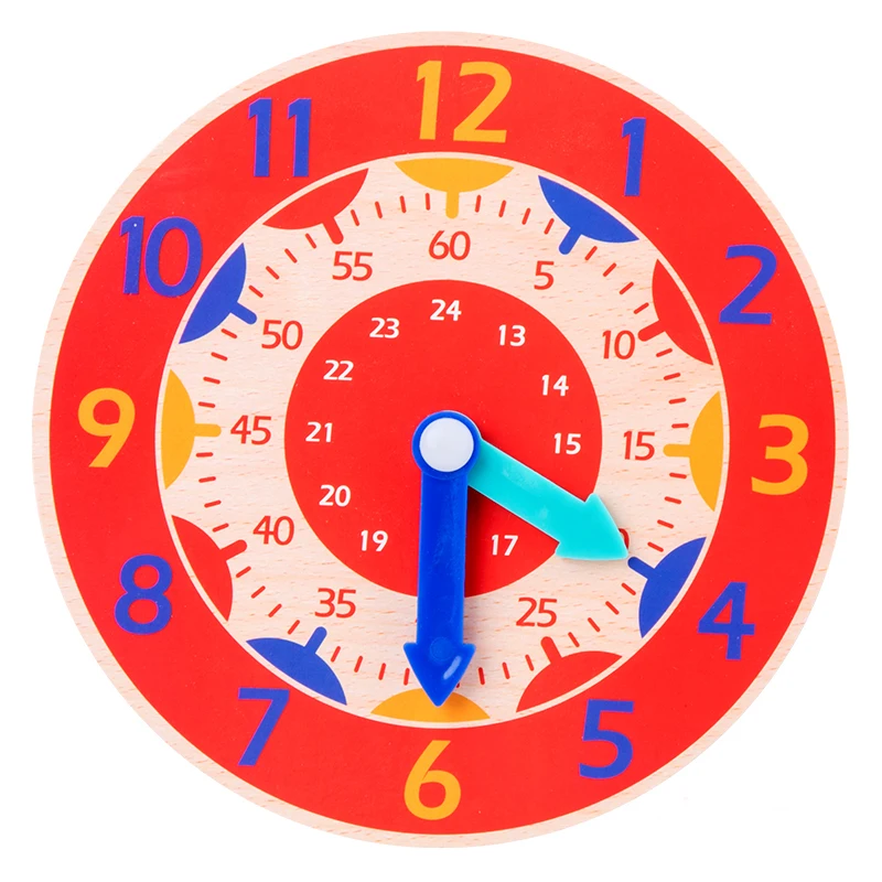 

Children Wooden Clock Toys Hour Minute Second Cognition Colorful Clocks Toys for Kids Early Preschool Teaching Aids