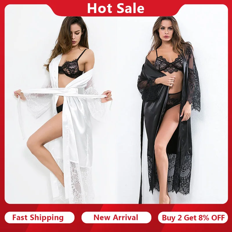 Ночная рубашка с кружевом в европейском и мантия женская стиле женское платье