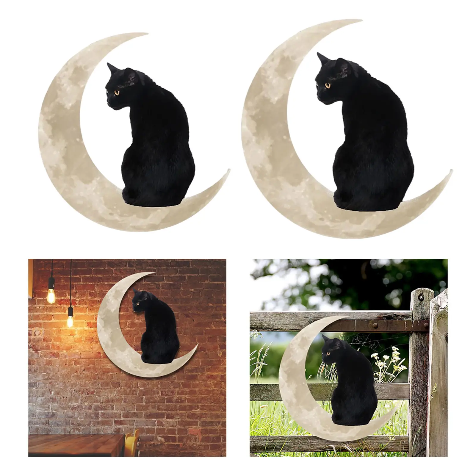 

Cat in The Moon Wall Decor Hollow Cut Ornaments Hanging Artwork Animal Gift Cat Lover Metal Wall Art Decor for Bedroom Bathroom