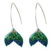 1 pair mermaid earrings fashion fish tail earrings delicate ear drop creative ear jewelry simple ear dangler for woman blue