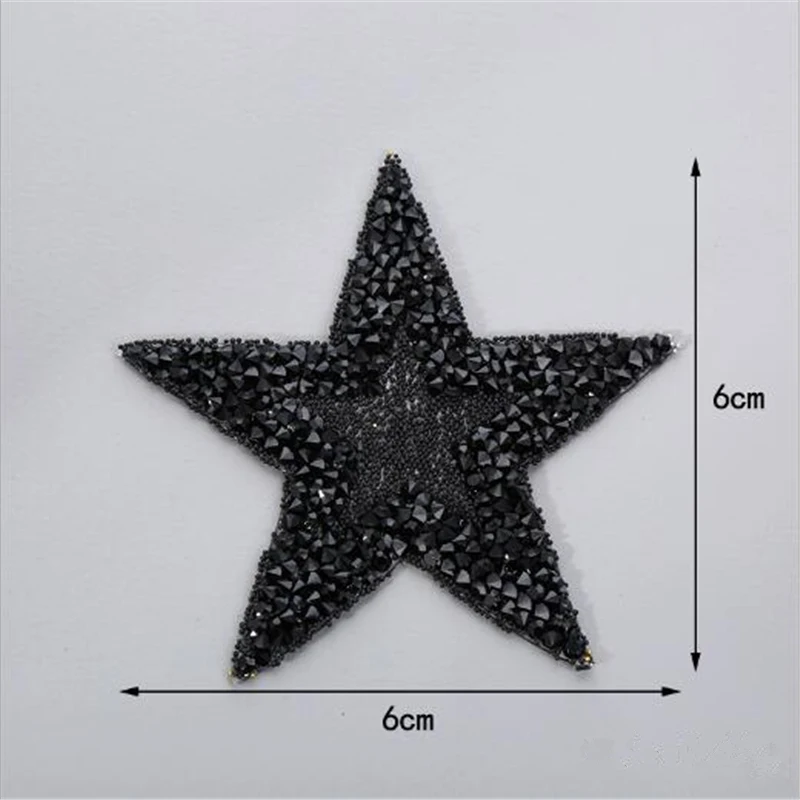 black 1 шт. стразы звезда металлическая аппликация DIY мотив патч для нашивка для одежды паста для одежды сумка обувь - Цвет: black
