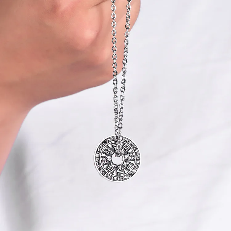 Подвеска в виде круга ретро стиле колье на удачу с Буддой мантрой Сплетницы Инь