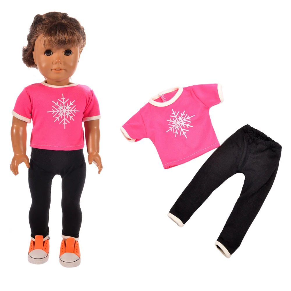 T-shirt Pants 2 Pcs/Set Of Doll Clothes,For 18 Inch American Doll Girls&43Cm New Born Baby Accessories,Our Generation,Kids Toy images - 6