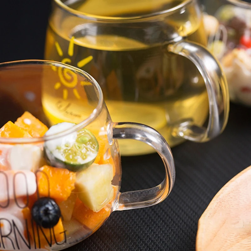 Стеклянная прозрачная чашка из боросиликатного стекла с ручкой термостойкие