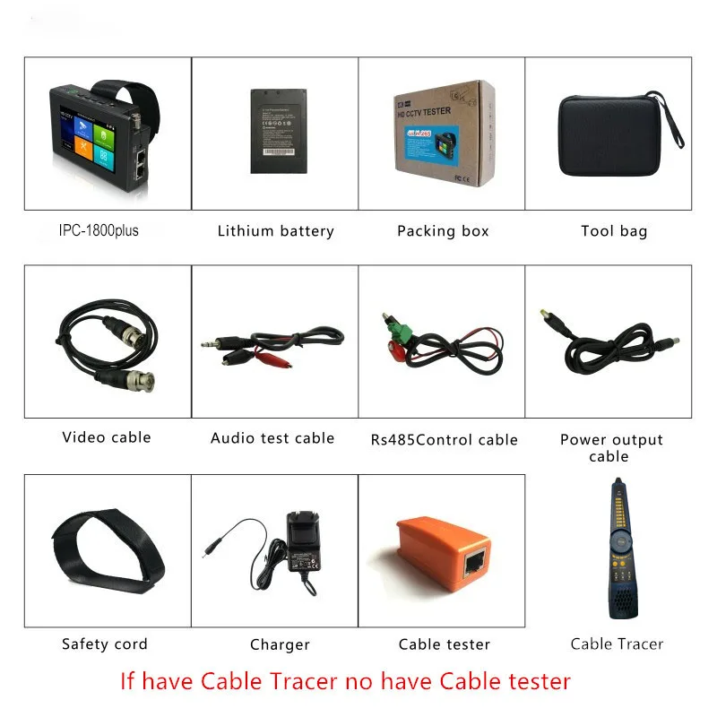 Новое поступление тестер камеры IPC1800ADH Plus с кабелем 8 Мп AHD TVI CVI CVBS монитор питание