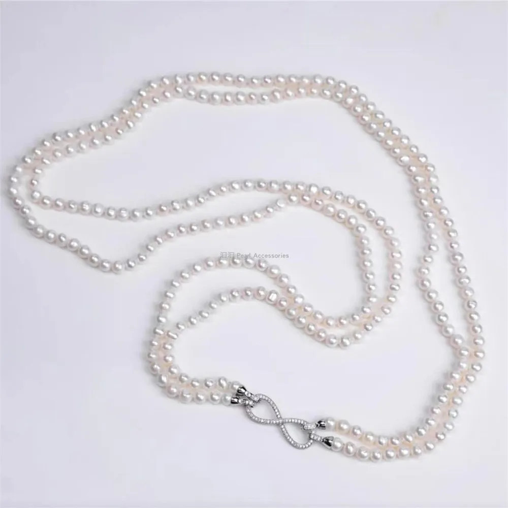 

DIY pearl jewelry accessories necklace sweater chain large multi wearing eight button copper plating 18K Gold