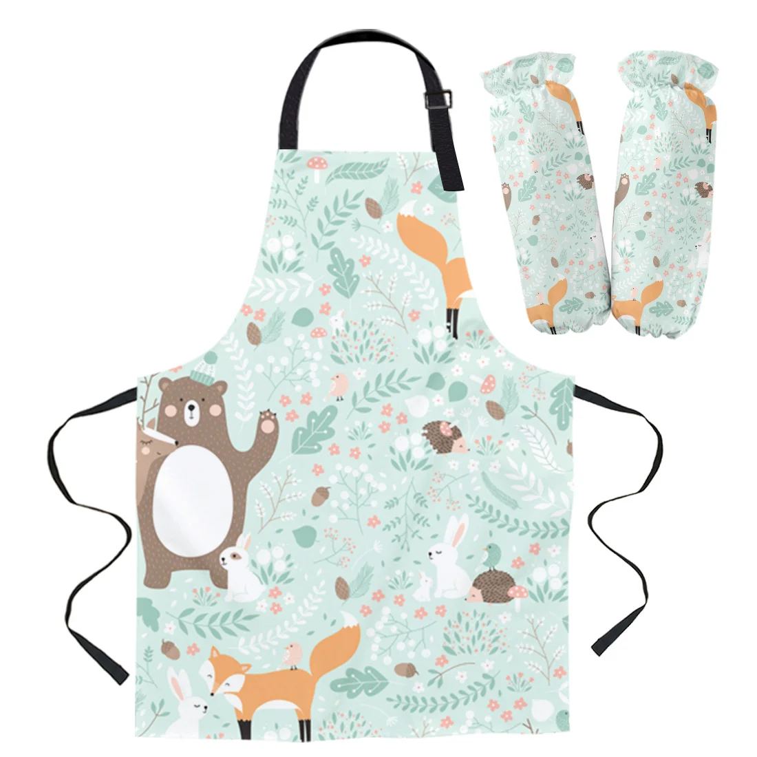 Набор фартуков для кухни с изображением лесных животных медведя оленя лисы