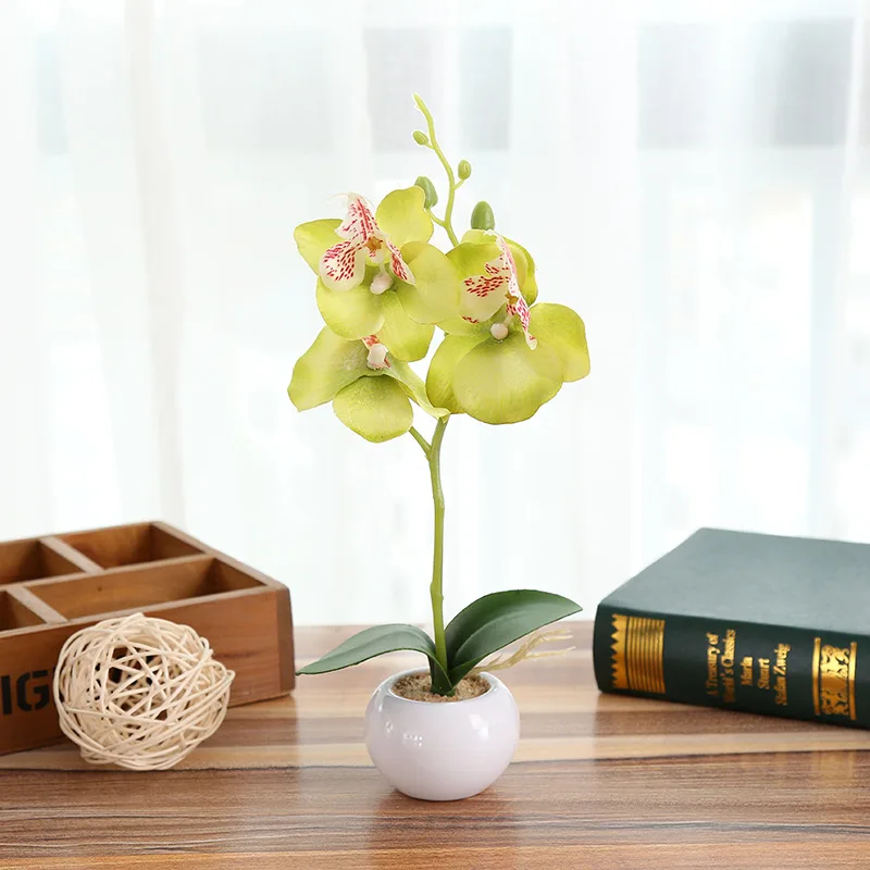 

One Set Potted Bonsai Fake Plants Artificial Butterfly Orchid Flower for Home Garden Decoration Flower Arrangement Accessories