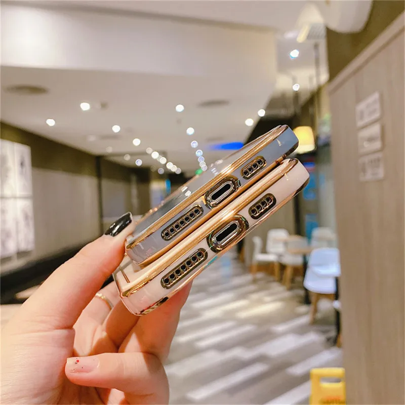 

Ottwn Plating Plain Phone Case For iPhone 12 Pro Max 11 Pro Max X XR XS 7 8 Plus SE 2020 Camera Protection Soft TPU Back Cover
