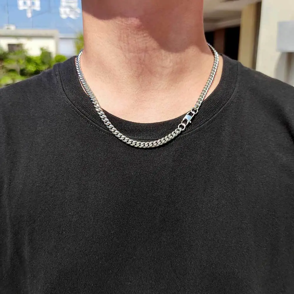 

Fashion Cuban Link Chain Necklaces for Men Stainless Steel Necklace Geometric Clavicle Choker Polish Jewelry Gift