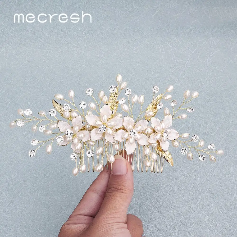 Гребень для волос Mecresh с искусственным жемчугом свадебные аксессуары ручной