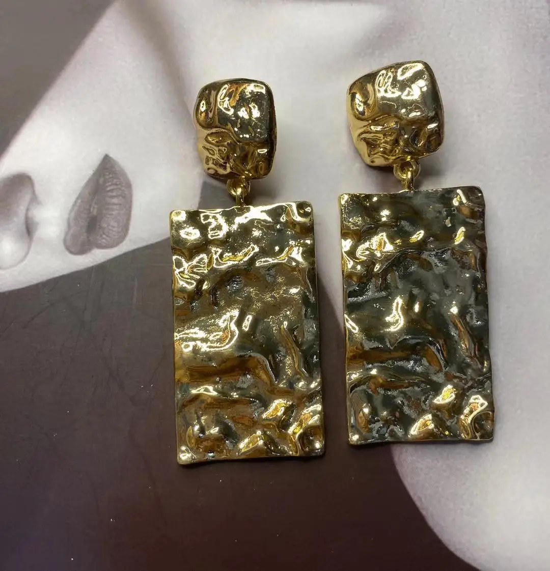 

Za Retro Exaggerated Geometric Metal Long Earrings for Woman