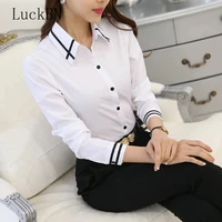 womens ol work wear white blue blouse plus size long sleeve turn down collar formal elegant female shirt ladies tops school