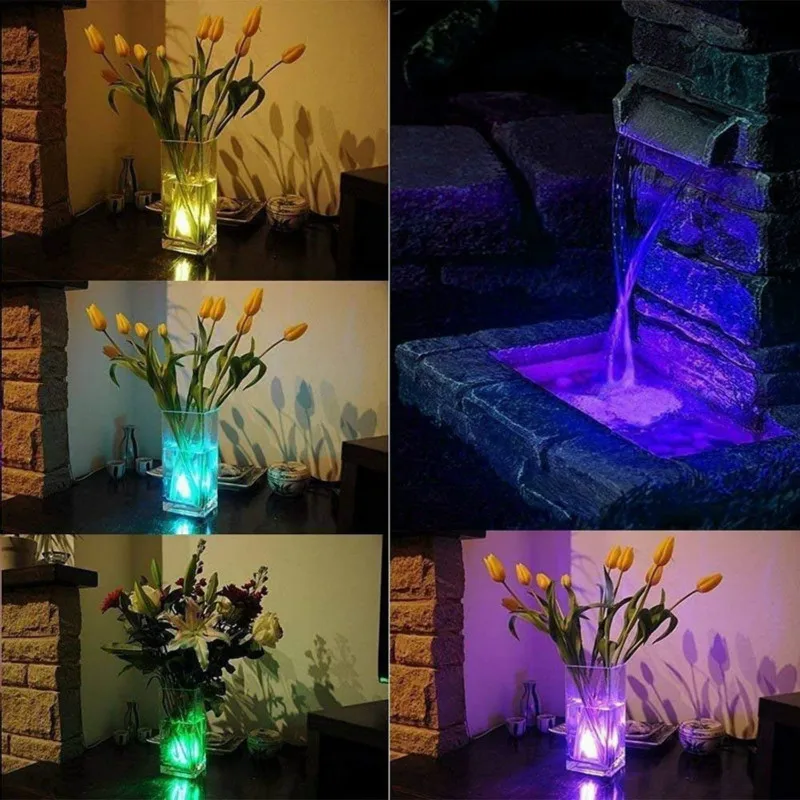 Светодиодная подводная лампа на батарейках с дистанционным управлением RGB, беспроводная подводная лампа, водонепроницаемая ваза, чаши, украшение для аквариума