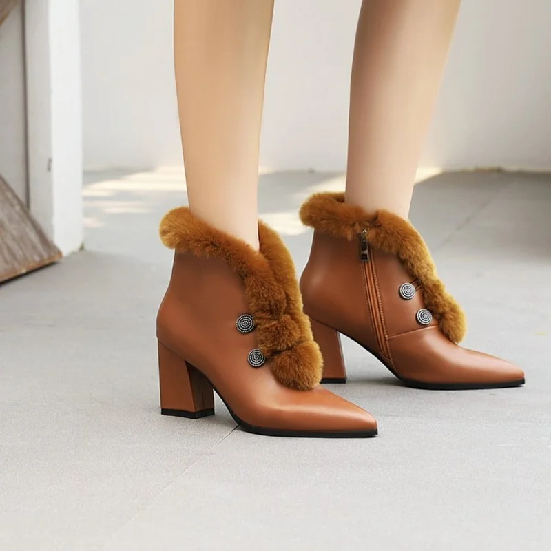 FXYCMMCQ Women's Warm Boots Winter Burst Short Boots Europe and The United States Fashion-8301