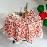 new year christmas tree tablecloth round cottonlinen rectangular home kitchen party dinner table desk cloth picnic mat cover