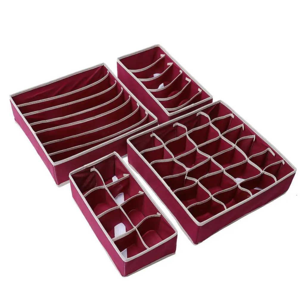 4pcs C Dozzlor ящики для хранения, органайзер для галстуков, носков, шорт, бюстгальтеров, нижнего белья, разделитель ящика, органайзер для шкафа, Ropa Interior Organizador Box - Цвет: 4pcs C