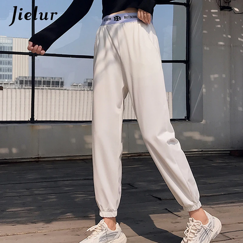 

Jielur Spring Sports Harem Pants Chic Korean Letter Embroidery Pants for Women Sweatpants Casual Hip-hop Hipster Trousers M-XXL