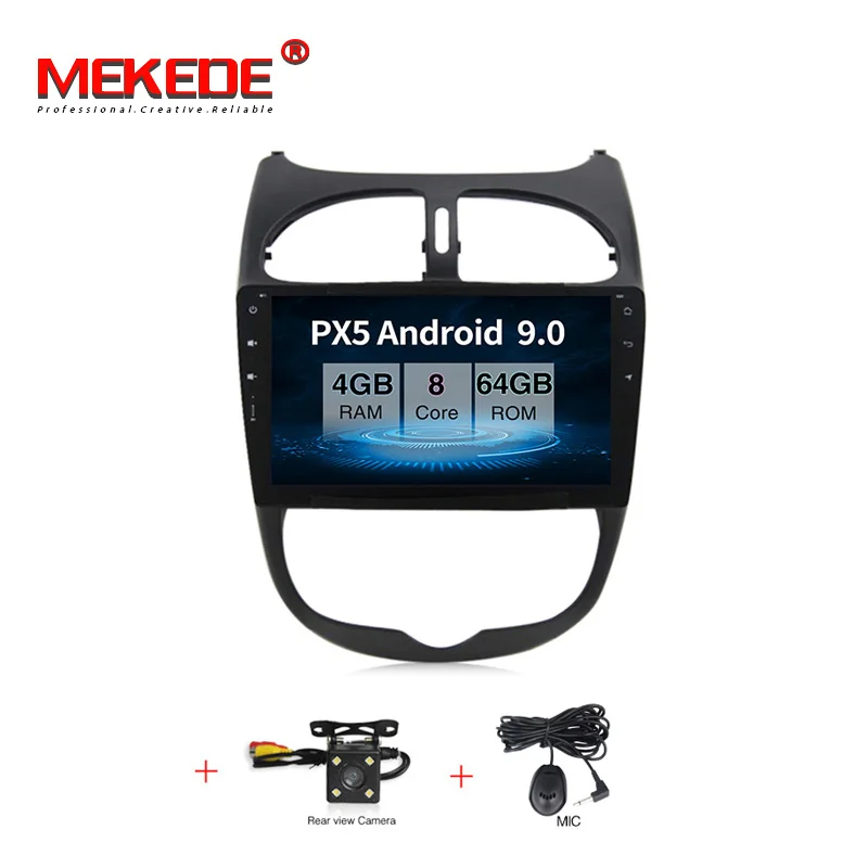 MEKEDE HD 1024X600 1 din 9 дюймов 4 ядра Android 9,0 автомобильный dvd-плеер для peugeot 206 авто gps навигация радио мультимедиа BT wifi - Цвет: 64G dvd camera