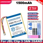 1500 мА  ч, батарея MLP553851 для JBL Clip 3, Clip 3AN, Clip 3 песчаные батареи