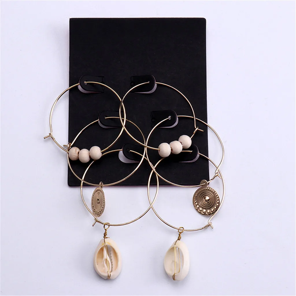 Женские серьги 3 пары богемных костюмов европейские и американские круглые