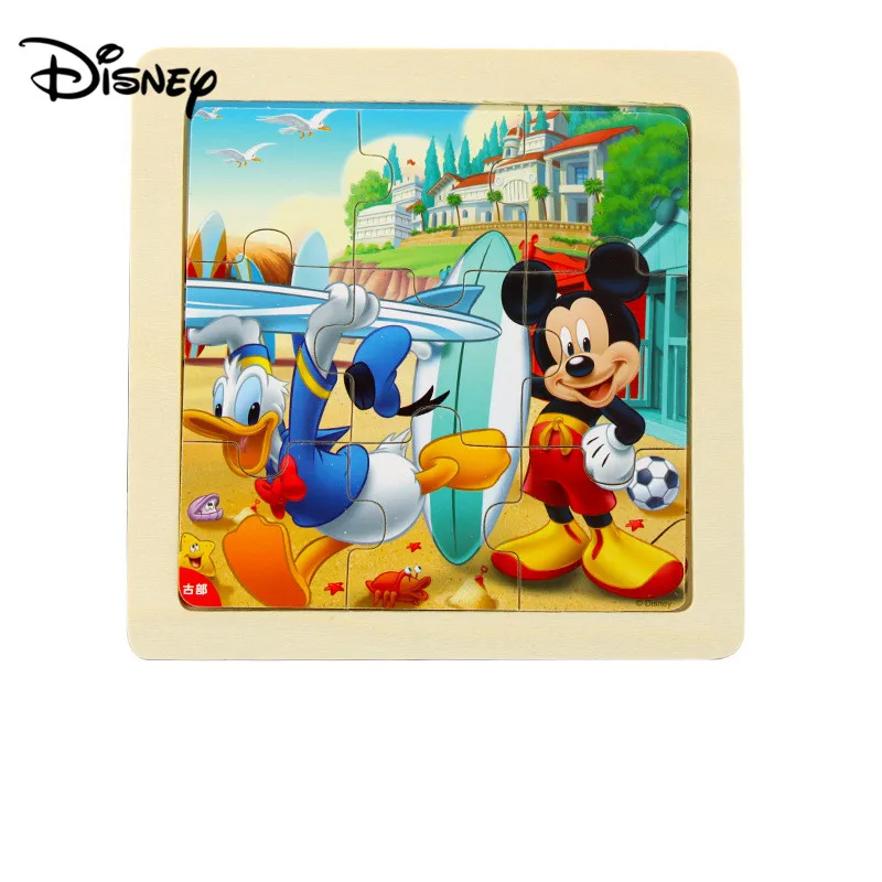 Деревянная игрушка Disney пазл Микки/принцессы 9 деревянных пазлов Детские пазлы 2-3-4