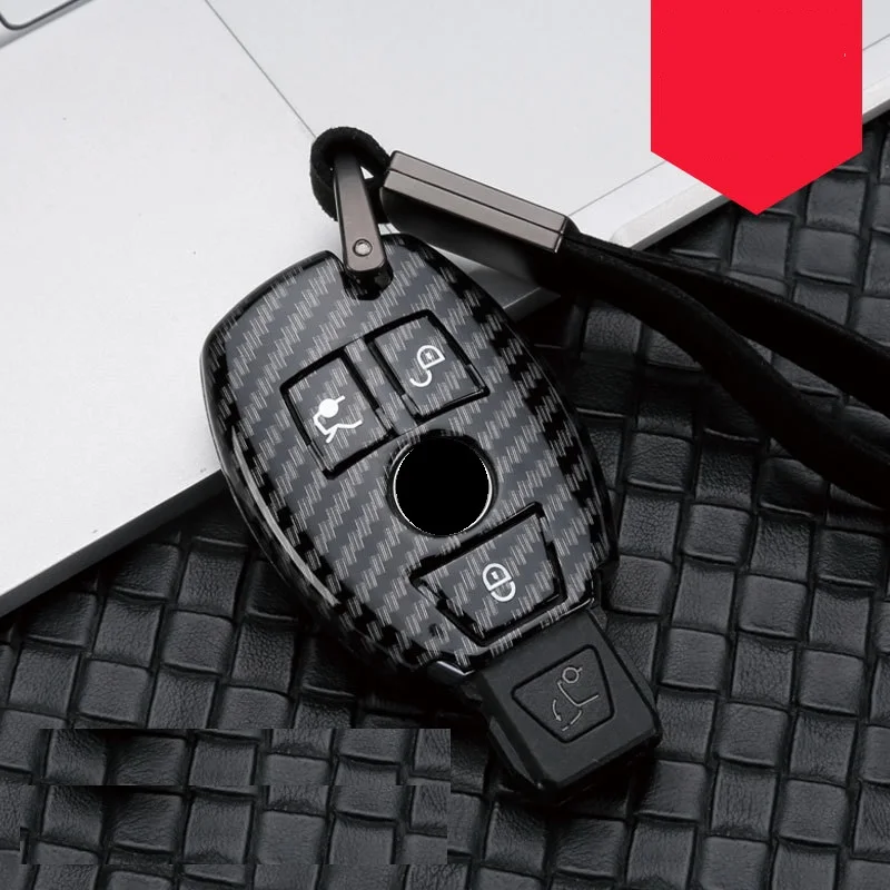 

Glossy Carbon fiber ABS Car Key Case Fob Cover For Mercedes benz A B R G Class GLK GLA w204 W251 W463 W176