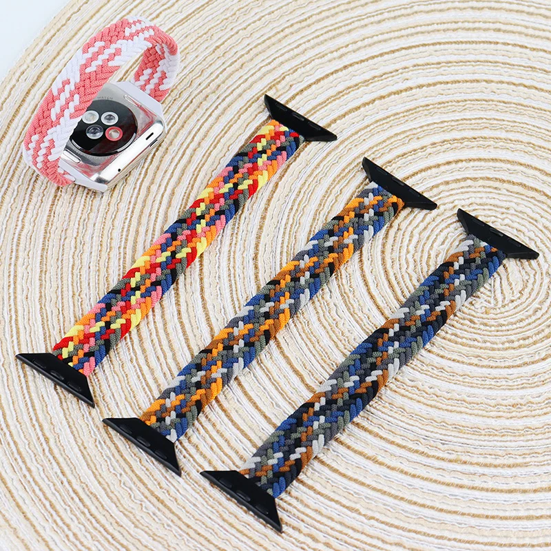 

Тонкий плетеный соло-браслет для Apple watch band 44 мм 40 мм 42 мм 38 мм 42 мм, эластичный тканевый браслет для iWatch band 4 3 5 se 6, тонкий ремешок