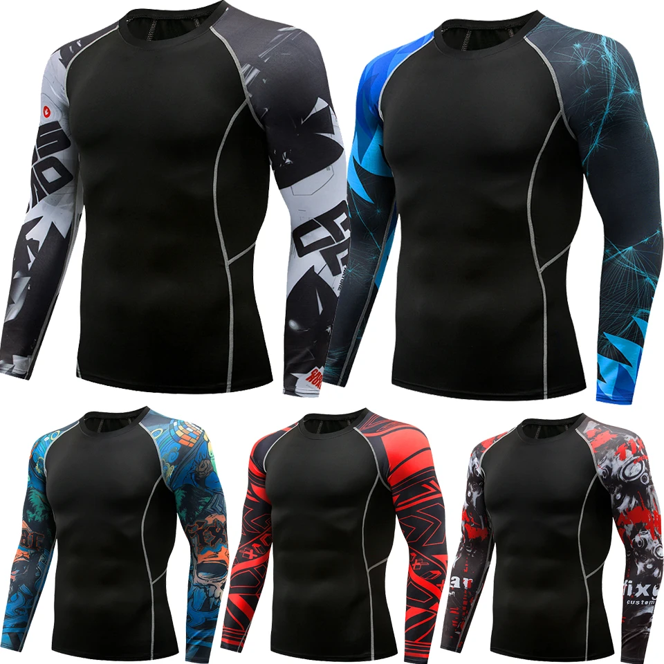 

MMA T-shirt Men's Rashguard Long Sleeve Muay Thai T-shirts Gi BJJ Jiu Jitsu MMA Compression Shirt Fitness Gym Boxing Jerseys