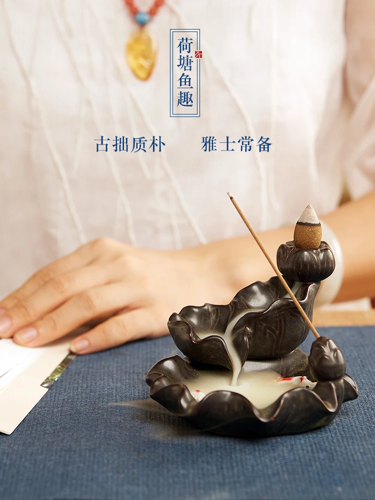 

Creative Chinese Incense Burner Backflow Holder Living Room Incense Burner Fountain Bruciatore Incenso Smoke Waterfall EA6XXL