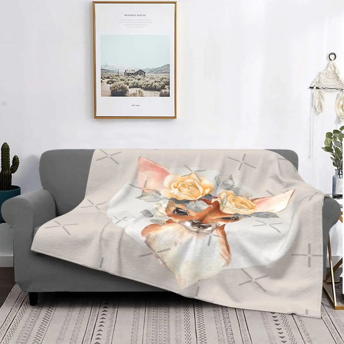 

Manta de cervatillo con rosas amarillas, colcha, edredones a cuadros para cama, manta de muselina para bebé, manta para niños
