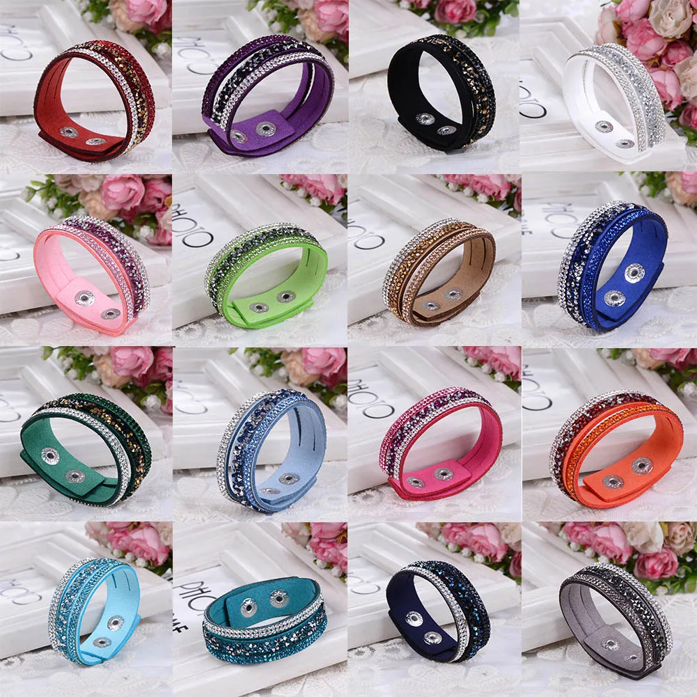 Женский бархатный браслет на запястье в стиле панк цвет черный синий кожа стразы