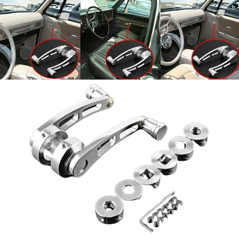 

2Pcs/set Car Universal Aluminum Alloy Manual Door Handle Crank Window Winder Replacement Accessories