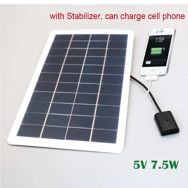 5 v 5w 7 5w solar panel with stabilizer for cell phones polycrystalline solar battery output charger port charge regulators free global shipping