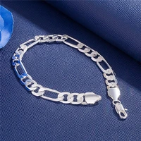 hot fashion charm 8mm geometry chain 925 stamped bracelet for man woman fine luxury jewelry wedding party christmas gift