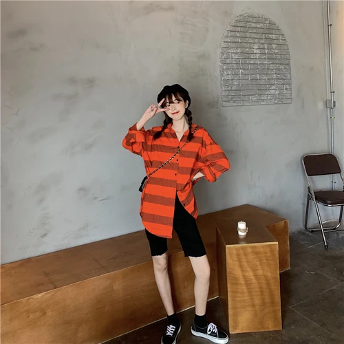 Простая винтажная желтая оранжевая полосатая Длинная тонкая Базовая