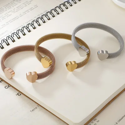 Браслет-манжета из нержавеющей стали в форме сердца ювелирное изделие для женщин