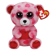 15cm ty beanie big eyes pink heart spotted bear holding a red love heart plush toy cute soft stuffed doll boy girl birthday gift