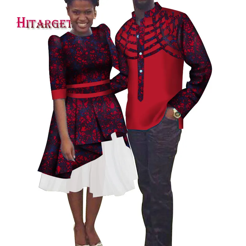 Африканская одежда для пары мужская рубашка + африканские платья Дашики
