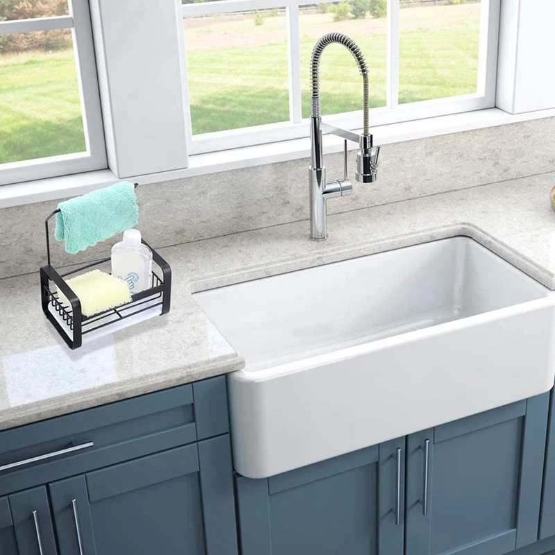 

Stainless Steel Sponge Holder with Dishcloth Drying Rack, Kitchen Sink Organizer Caddy Tray Sponge Brush Soap Holder