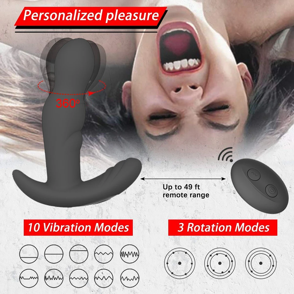 Вращающийся анальный вибратор-массажер простаты силиконовый P-spot анальная