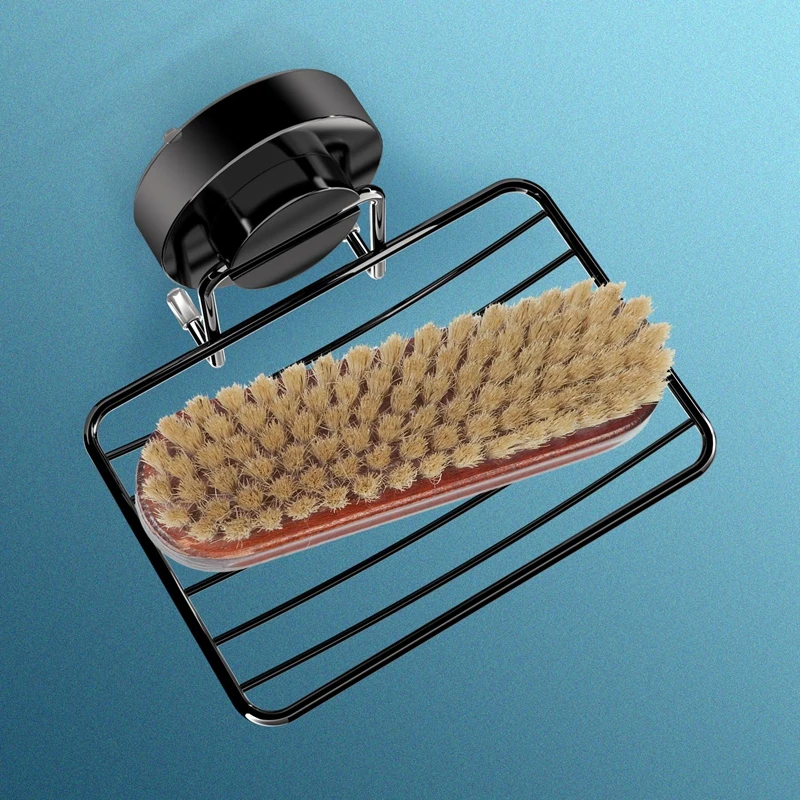 

Stainless Steel Grid Soap Dish Wall Suction Cup Soap Draining Tray Wall Hanging Soap Holder for Bathroom Kitchen