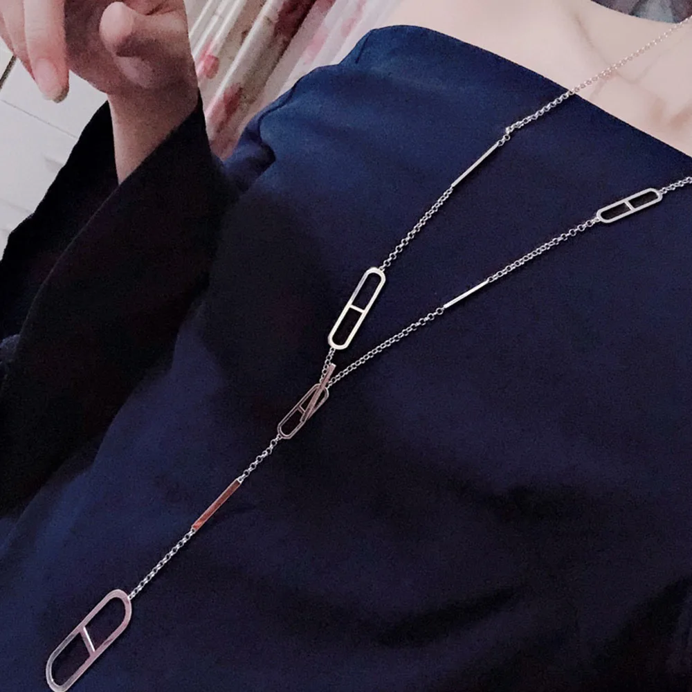 2021 stylish simple hot style best selling sweater chain womens rose gold silver geometry men with money metal brand jewelry free global shipping