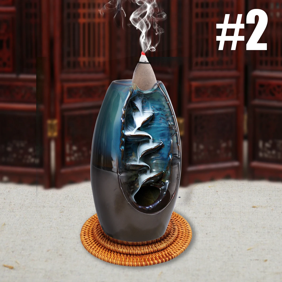 

Classical Ceramic Waterfall Backflow Incense Burner Glaze Sandalwood Censer Holder Incense Smoke Back-flow Design