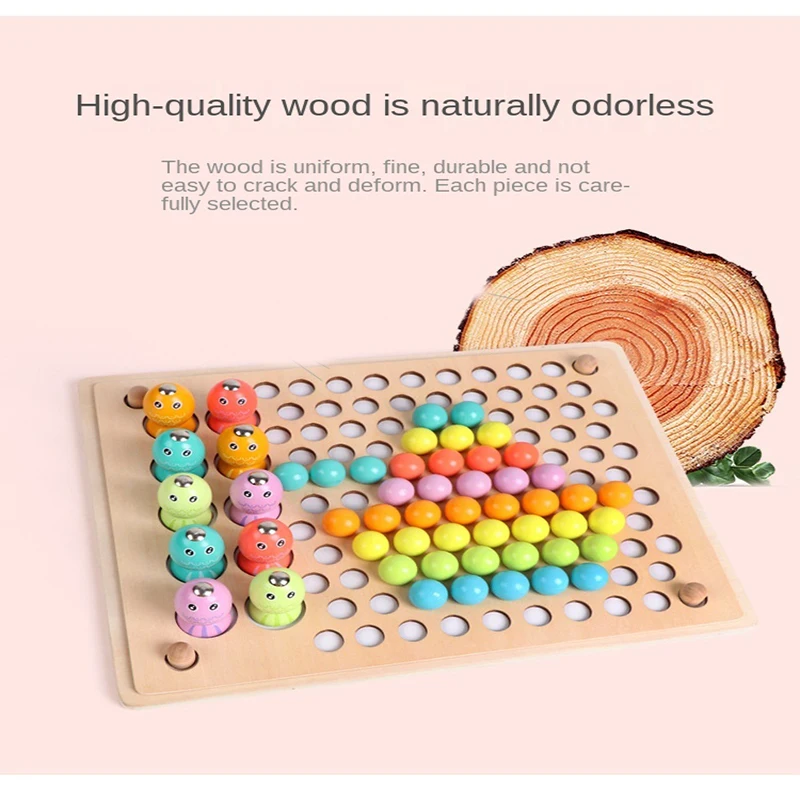 

Wooden children fishing memory chess clip beads three in one jigsaw puzzle exercise baby hand eye coordination toys