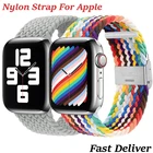 Ремешок нейлоновый для Apple Watch Band 44 мм 40 мм 42 мм 38 м, регулируемый плетеный браслет для IWatch 6SE543, эластичный спортивный браслет