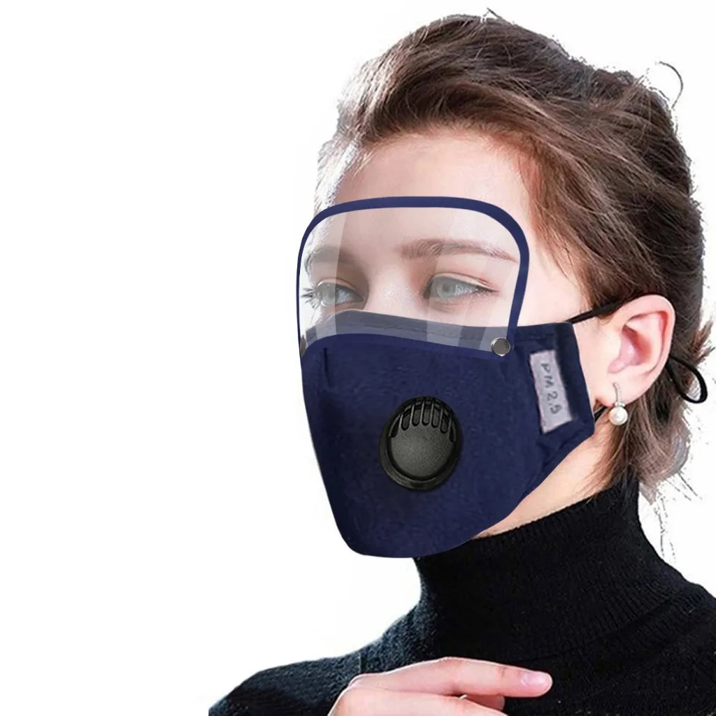 

Fashion Adults Washable Reusable Face Mask With Filter And Detachable Eye Shield Facemask Cover Mouth Maske Pollution Maske